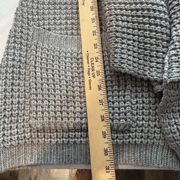 THEME Cardigan Sweater Gray Chunky Open Drape Front Pockets - Picture 7 of 9
